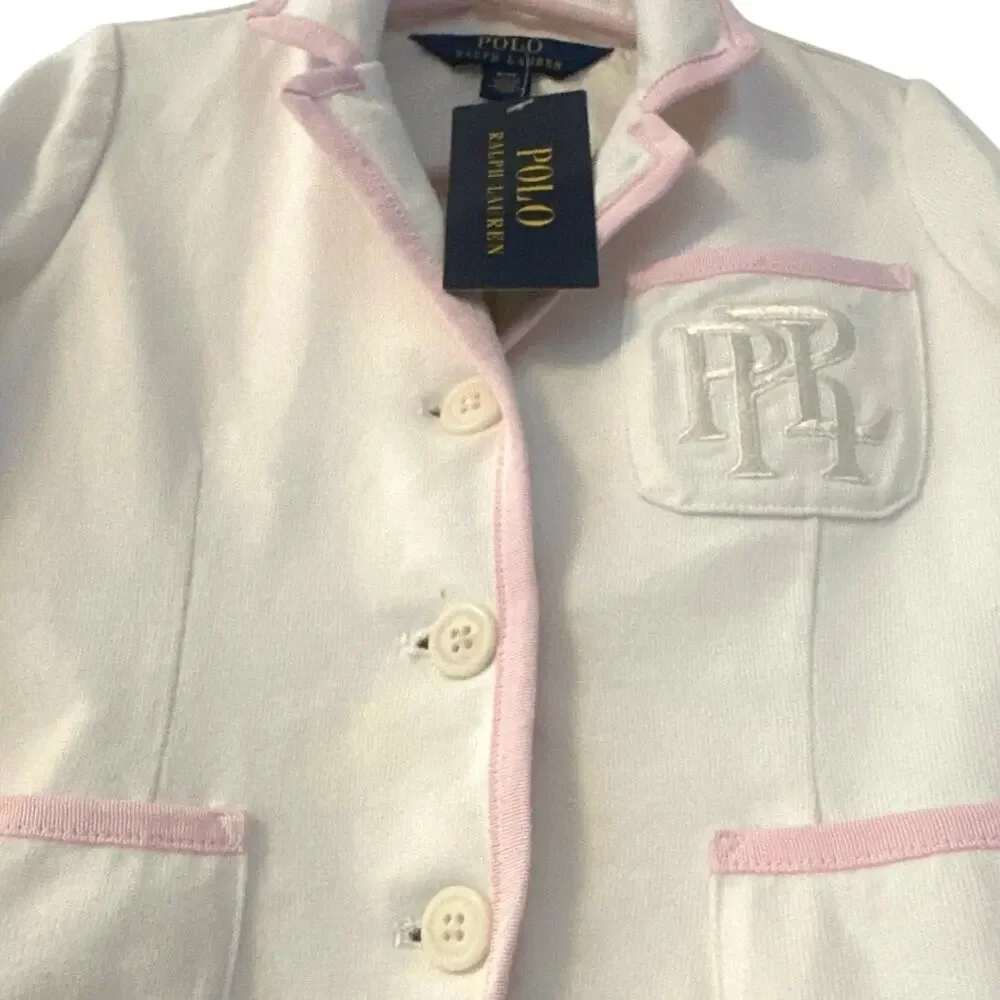 Polo Ralph Lauren adorable white and pink country club girl blazer cotton 4/4T - Picture 4 of 6